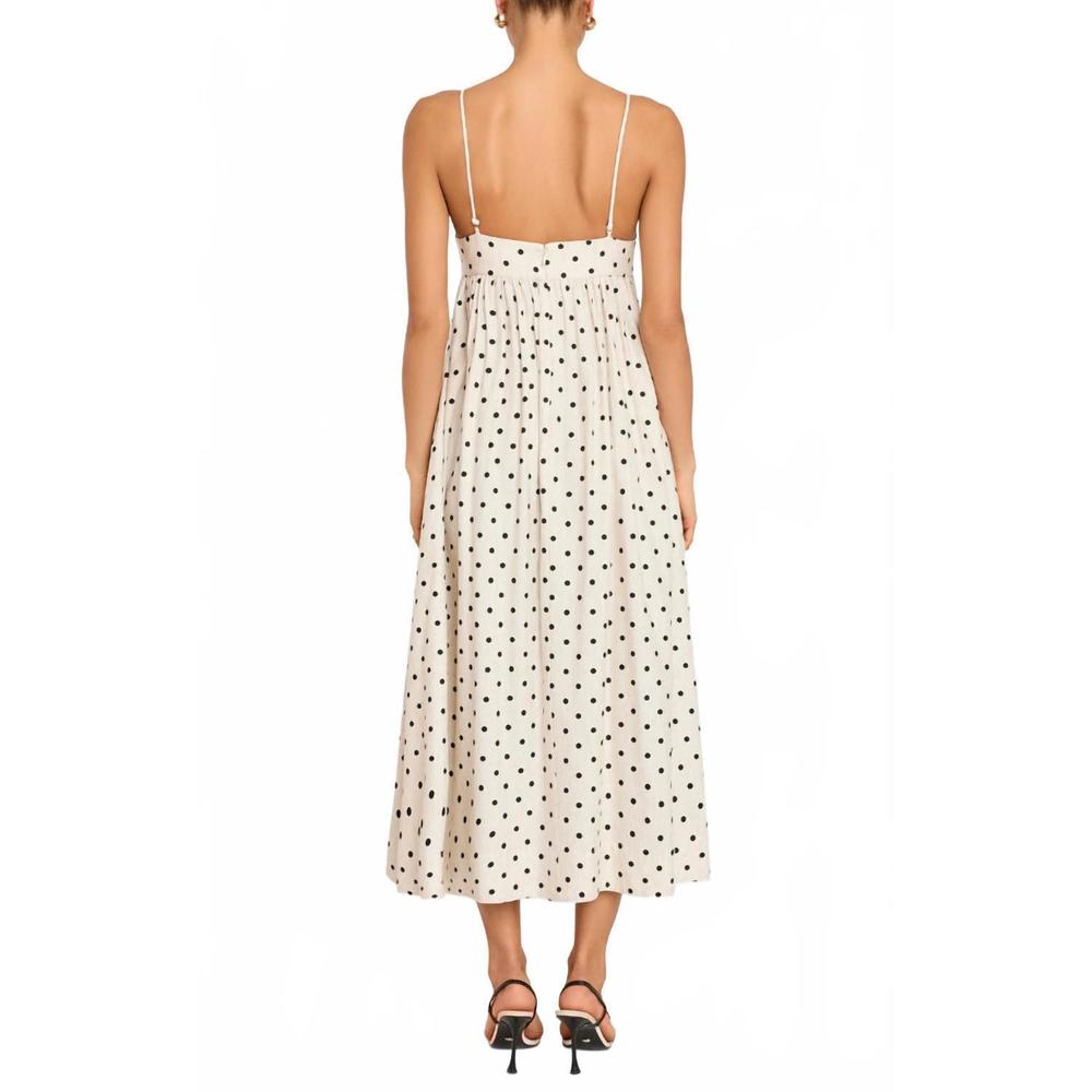 NEW AMANDA UPRICHARD wynwood polka dot midi dress in beige/black - Picture 4 of 4